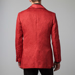 Paisely Dinner Jacket + Pocket Square //  Red + White (US: 38R)
