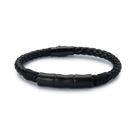 Leather Jawbone Bracelet // Black Steel (20cm)