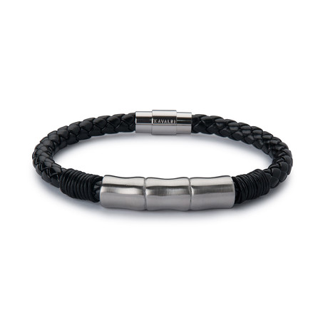 Leather Jawbone Bracelet // Silver Steel