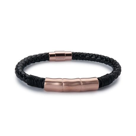 Leather Jawbone Bracelet // Rose Gold Steel