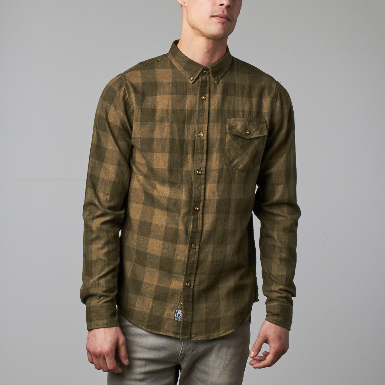shirt with olive chinos