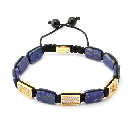 14K Gold + Rectangle Lapis // Bracelet