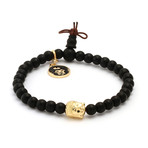 Matte Black + Onyx Gold Buddha // Mala Bracelet