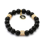 Gold CZ Cube Matte Onyx // Bracelet