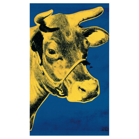 Cow Yellow On Blue Background