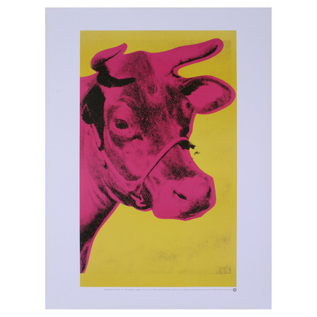 Pink Cow On Yellow Background