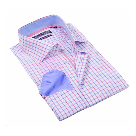Button-Up Dress Shirt // Red + Blue Large Check (S)