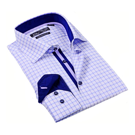 Button-Up Dress Shirt // Lavander Large Check (S)