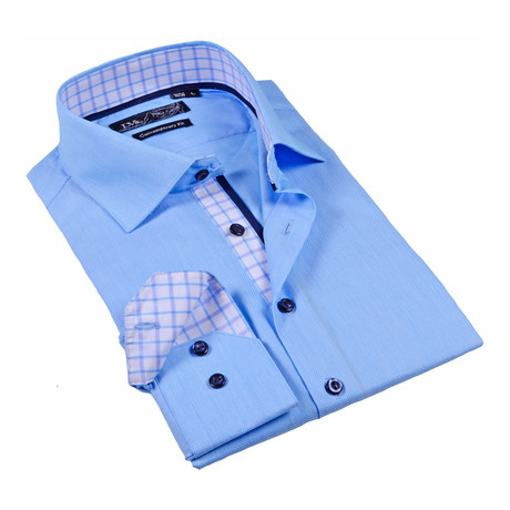 Button-Up Dress Shirt // Baby Blue Texture (S)