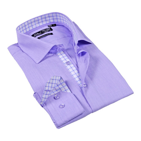Button-Up Dress Shirt // Lavander Pattern (S)