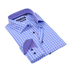 Button-Up Dress Shirt // Light Blue Gingham (XL)