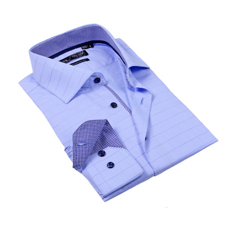 Button-Up Dress Shirt // Light Blue Micro Check (S)