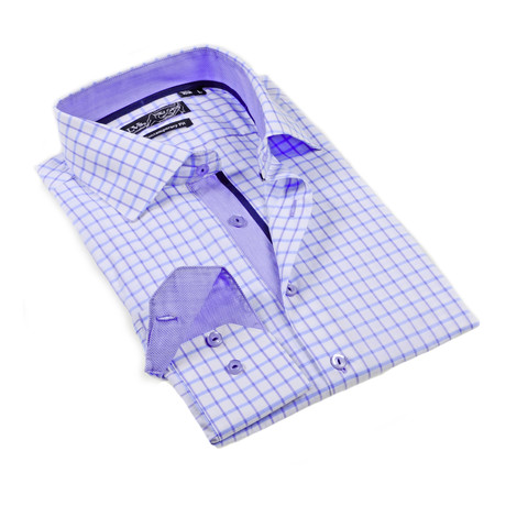 Button-Up Dress Shirt // Blue + Purple Check (S)