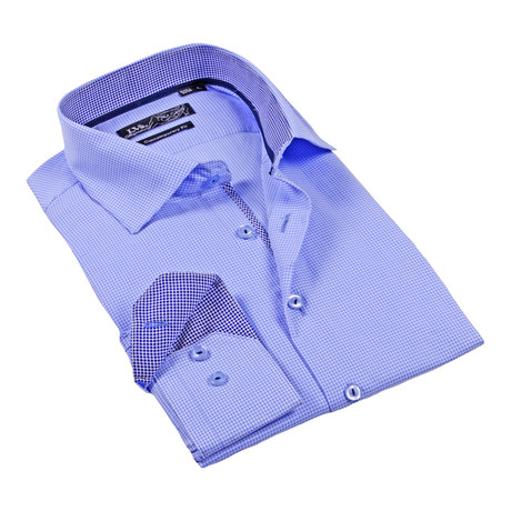 Button-Up Dress Shirt // Light Blue Texture (S)