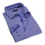 Button-Up Dress Shirt // Navy Blue Ginham (XL)