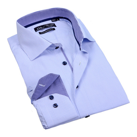 Button-Up Dress Shirt // Sky Blue Check (S)