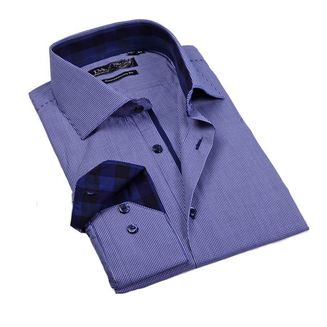 Button-Up Dress Shirt // Blue Micro Check (S)