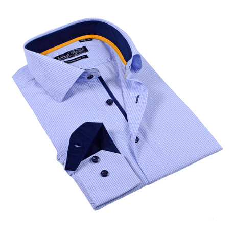 Button-Up Dress Shirt // Light Blue Check (S)
