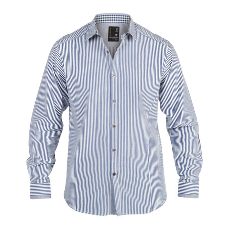 Duke Clothing // Axel Button-Up Shirt // Blue + Off White (3XL)