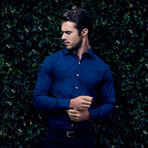 Button-Up Dress Shirt // Lavander Gingham (L)