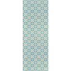 Washable Rug + Nonslip Pad // Aqua Blue + White Tiles (2.5' x 7')