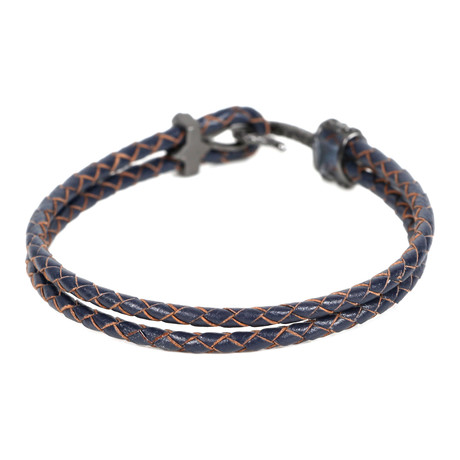 Ahmet Leather Bracelet // Navy