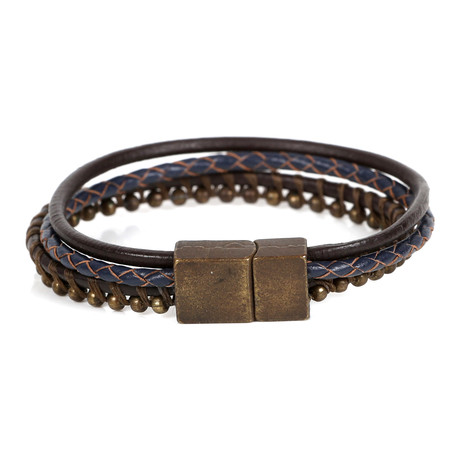 Eymen Leather Bracelet // Navy + Brown
