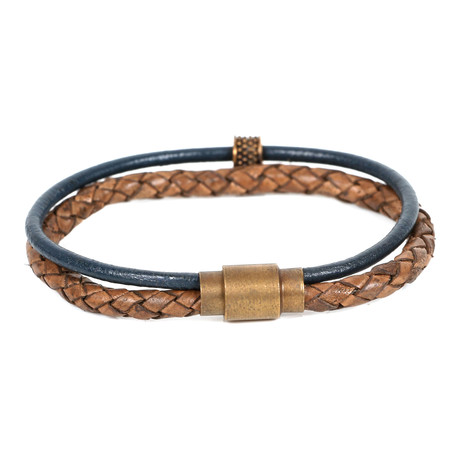 Emir Leather Bracelet // Navy + Brown