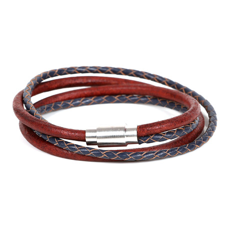 Mirac Leather Bracelet // Bordeaux + Navy