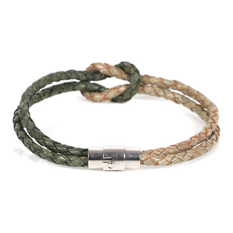 Berke Leather Bracelet // Green + Beige