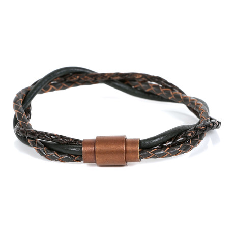 Baran Leather Bracelet // Green + Brown