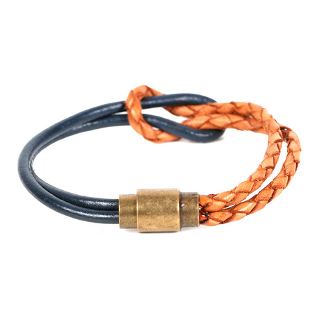 Sevil Leather Bracelet // Navy + Camel