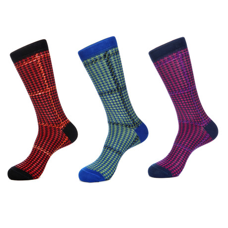 Jared Lang // Hounds tooth Mid-Calf Sock // Pack of 3