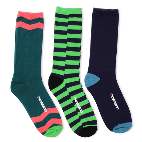 Dress Socks // Red + Green + Navy // Pack of 3 (Size: 41-46 (Euro))