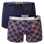 Modal + Bamboo Trunk // Orange Navy Plaid + Royal Blue // 2 Pack (L)