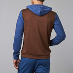 Zarctic Tri-Color Hooded Sweatshirt // Blue + Maroon + Brown (S)