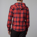 Zeedat Hooded Flannel Shirt Jacket // Red (S)