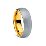 Brushed Silver + Gold Tungsten Ring (Size 8)