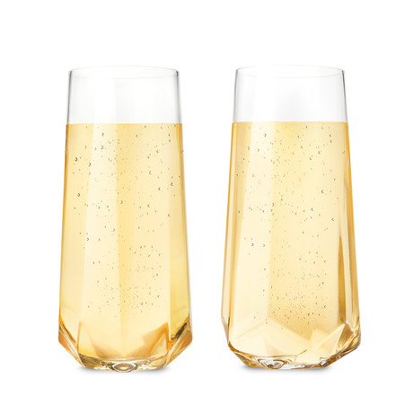 Seneca Crystal Faceted Stemless Champagne Flutes // Set of 2