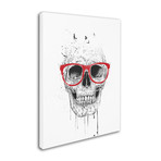 Skull With Red Glasses // Canvas (14"W x 19"H x 2"D)