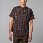 Kevin Short-Sleeve Button-Up Shirt // Dark Grey + Red (S)