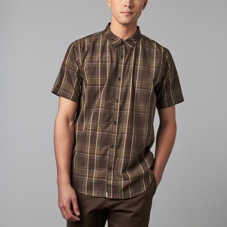 Kevin Short-Sleeve Button-Up Shirt // Black + Olive (XS)