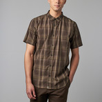 Kevin Short-Sleeve Button-Up Shirt // Black + Olive (M)
