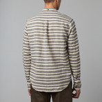 Bradly Long-Sleeve Button-Up Shirt // Beige Stripe (S)