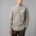 Bradly Long-Sleeve Button-Up Shirt // Beige Stripe (2XL)