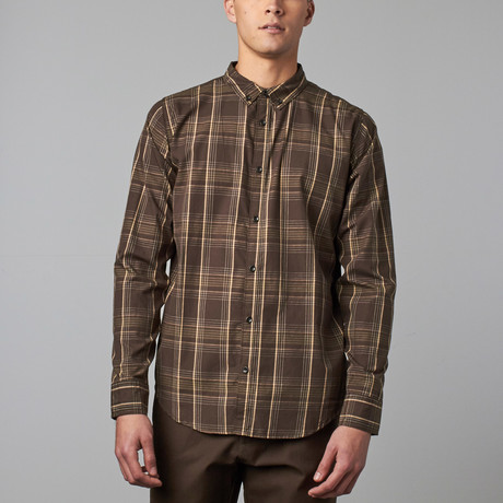 Kevin Long-Sleeve Button-Up Shirt // Black + Olive (XS)