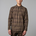 Kevin Long-Sleeve Button-Up Shirt // Black + Olive (L)