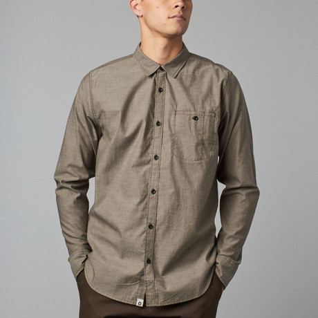 Camden Long-Sleeve Button-Up Shirt // Dark Khaki (XS)