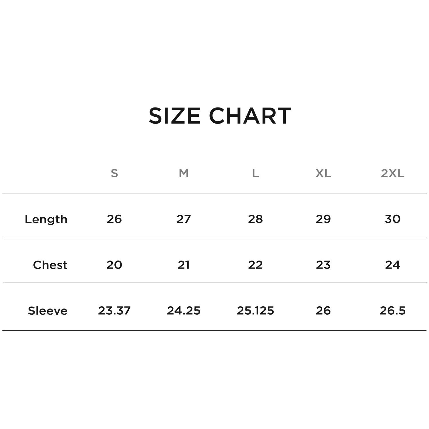 Hylete Size Chart