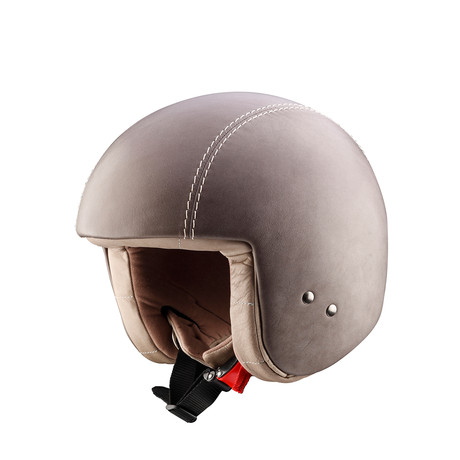 Dark Grey Leather Helmet // No Visor (21.3" Circumference // XS)